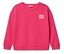 Ein pinkfarbener Pullover mit einem Sonnenaufgang-Logo auf der Brust.