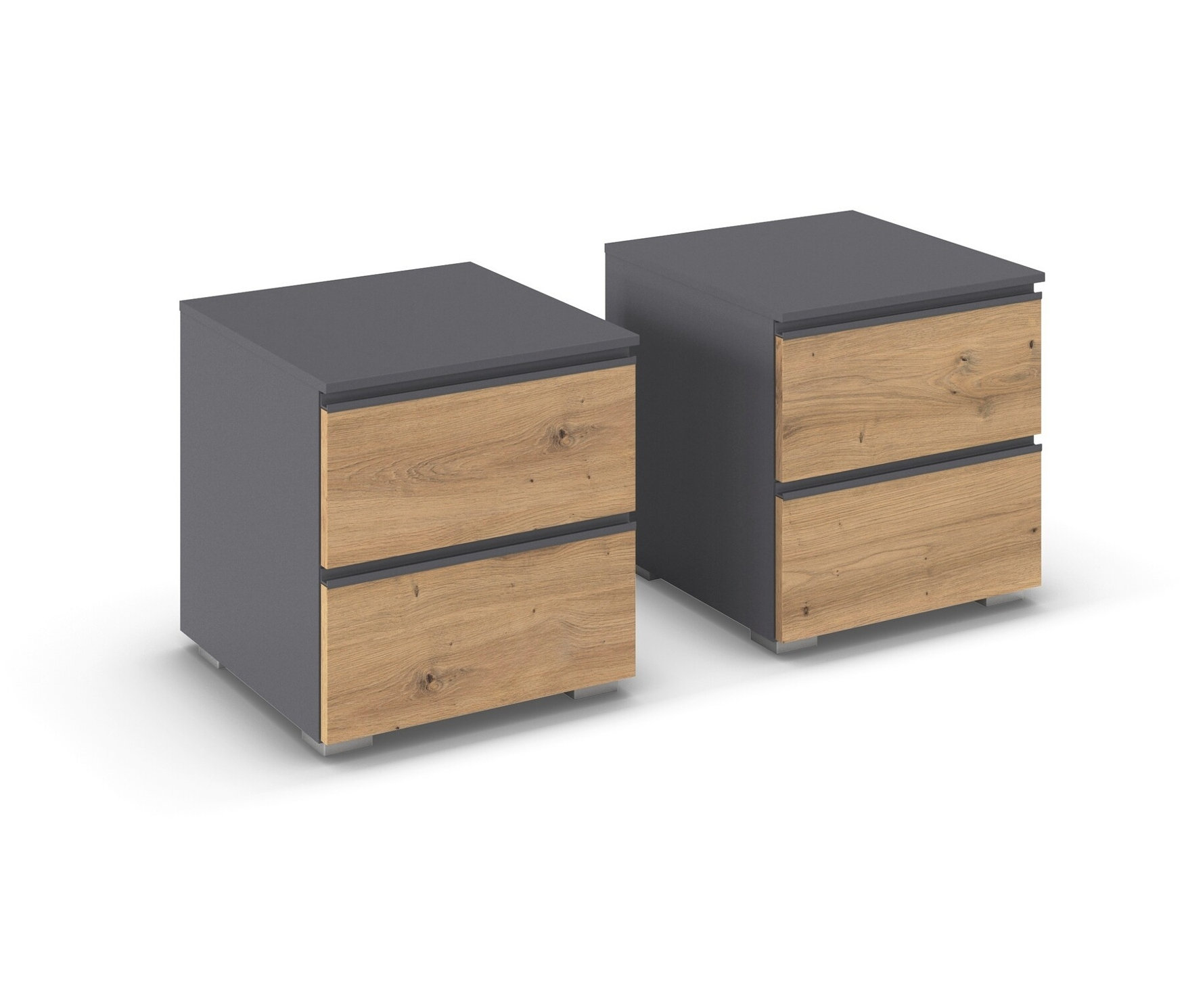 rauch 2 Nachttische »Joel« - 40x42x42cm - grau - Holz