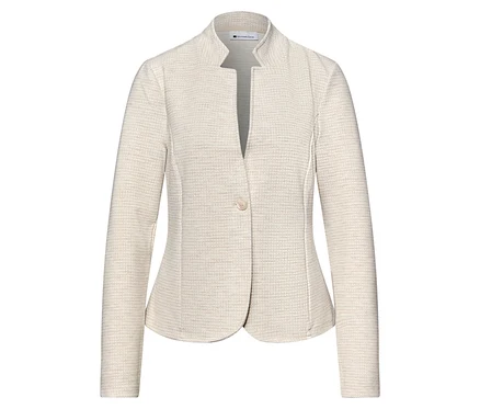 Heller Street One Jerseyblazer mit Stehkragen, V-Ausschnitt und einem Knopfverschluss.