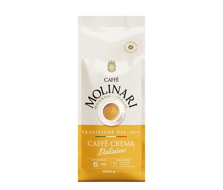 Eine Packung Caffè Molinari Caffè Crema Delizioso.