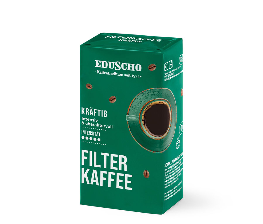 Packung Eduscho Filterkaffee Kräftig gemahlen.