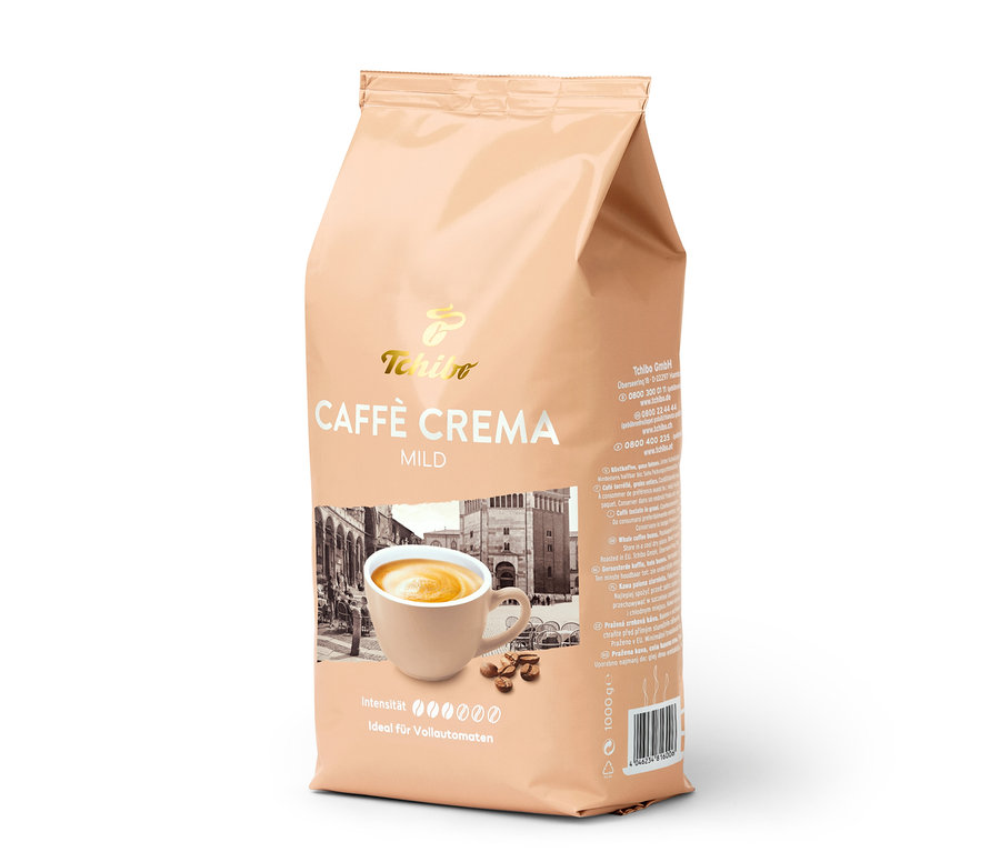 Eine Packung Caffè Crema Mild - 1 kg Ganze Bohne.