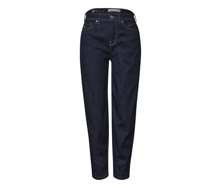 Dunkelblaue Street One Barrel Jeans mit hohem Bund und lockerem Schnitt.