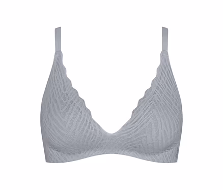 Hellgrauer sloggi Zero Feel Bliss Push-Up-BH mit gewellten Kanten und strukturiertem Zickzackmuster.