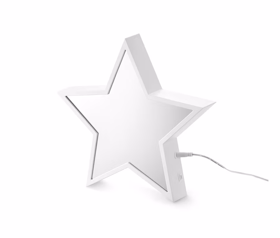 Weißer LED-Unendlichkeits-Stern mit Kabel.