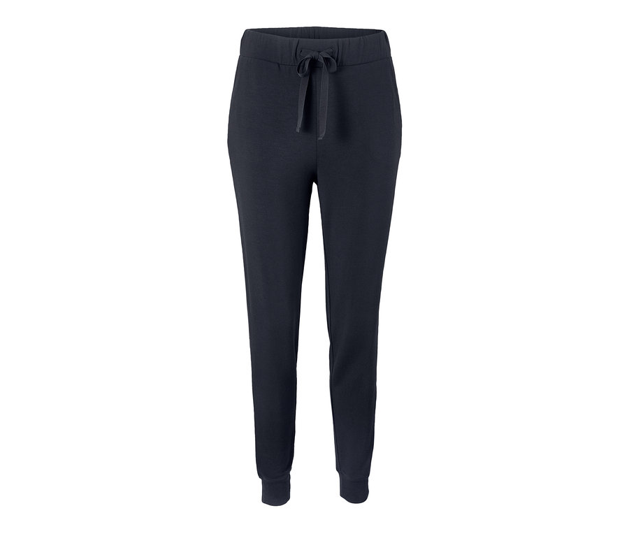 Schwarze Jogginghose aus dem Hausanzug mit Kordelzug in der Taille.
