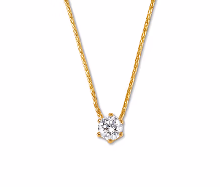 585 Gold-Kette mit Brillantanhänger.