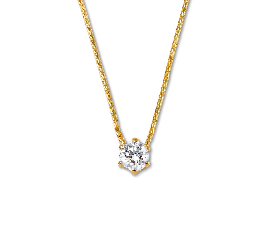 585 Gold-Kette mit Brillantanhänger.