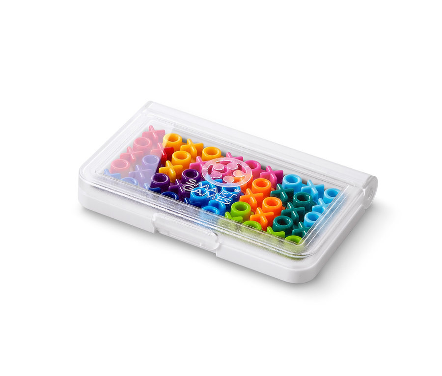 IQ-Puzzle XOXO in durchsichtiger Verpackung.