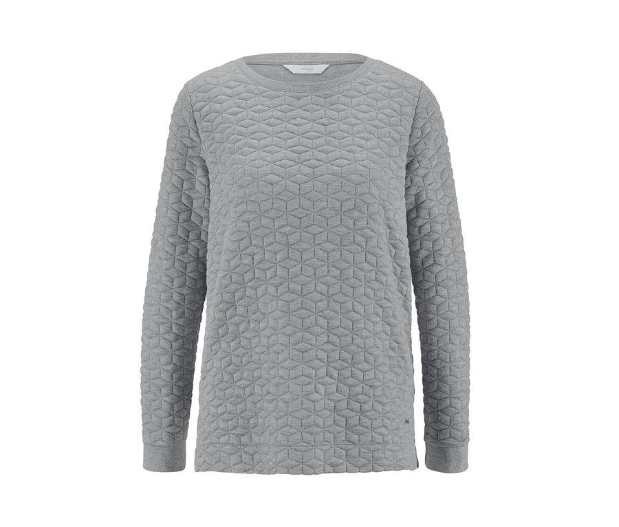 Graues Lounge-Sweatshirt mit langen Ärmeln und geometrischem Muster.