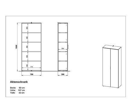 Abbildung von Schrank »Ancona«, groß, mit Maßen.