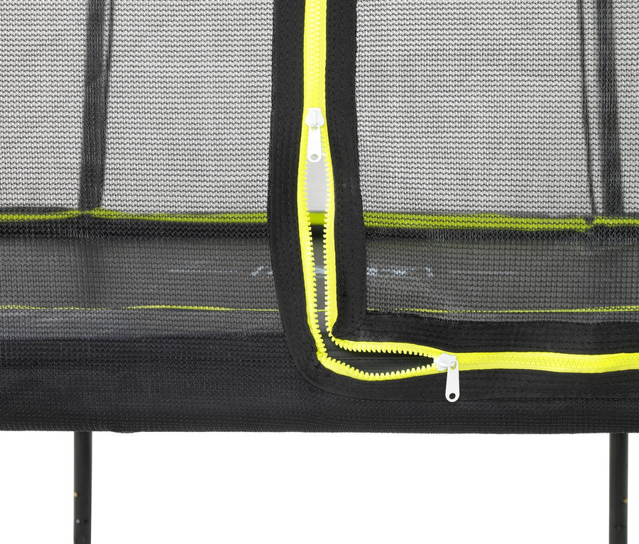 Detailaufnahme vom Reißverschluss eines EXIT Trampolin »Silhouette«, Ø ca. 244 cm Sicherheitsnetzes.