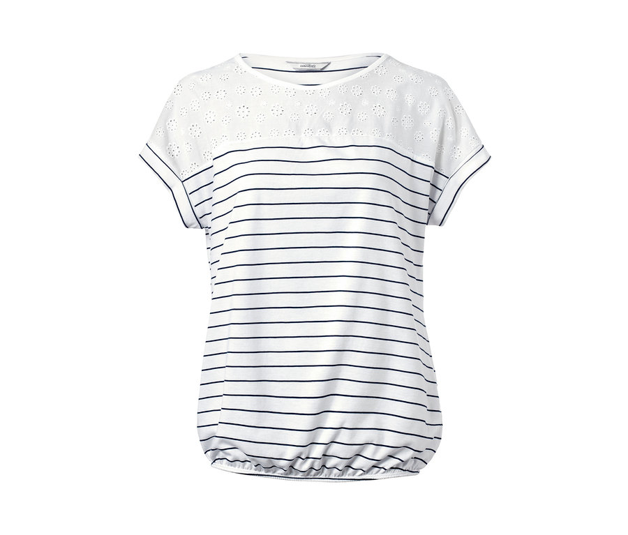 Gestreiftes Blusenshirt mit Stickerei.