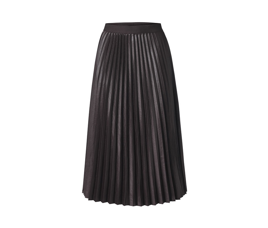 Brauner Plisseerock in Lederoptik.