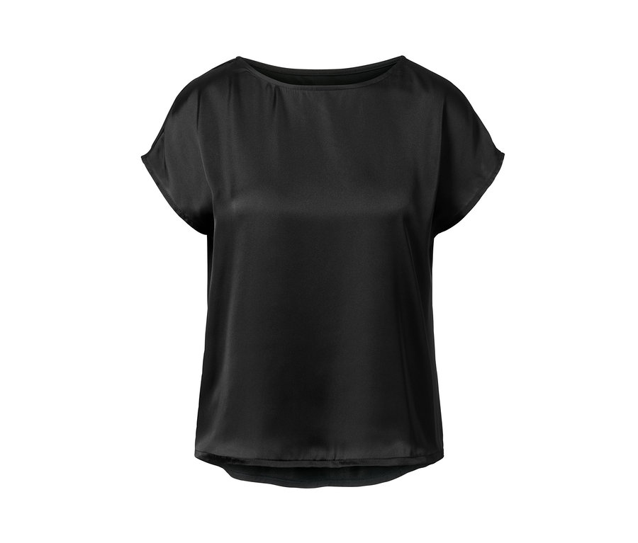 Schwarzes Shirt mit Satinfront.