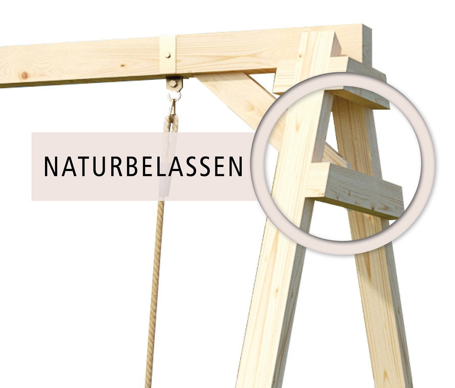 Detailansicht eines Karibu Doppelschaukel »Felix« Schaukelrahmens mit Seil.