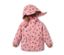 Rosa Thermo-Regenjacke mit braunen Punkten.