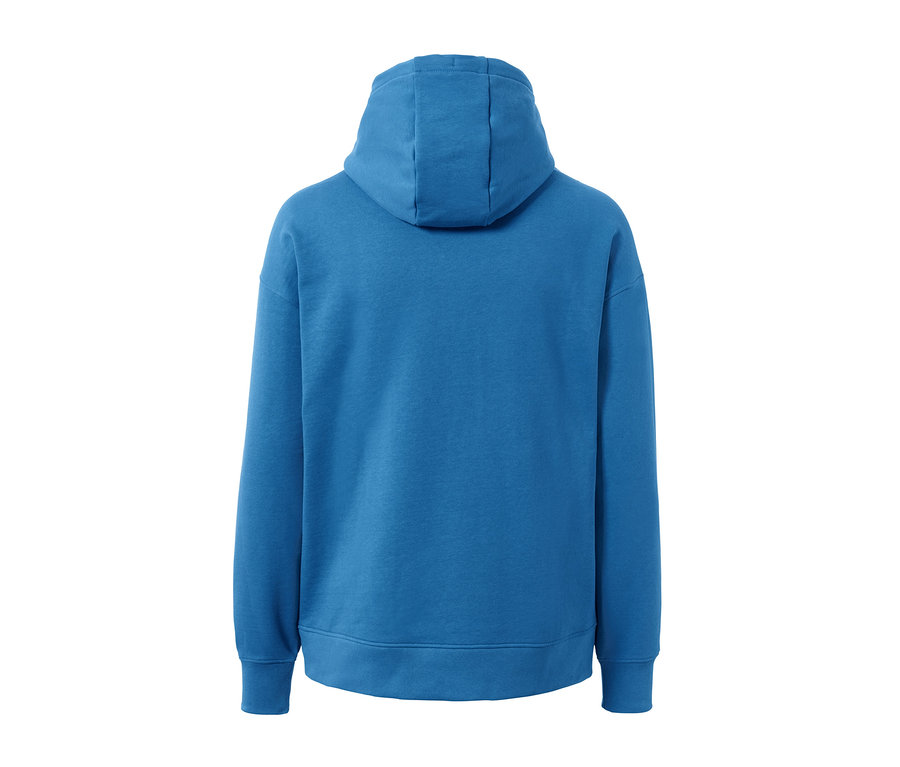 Blauer Hoodie von hinten.