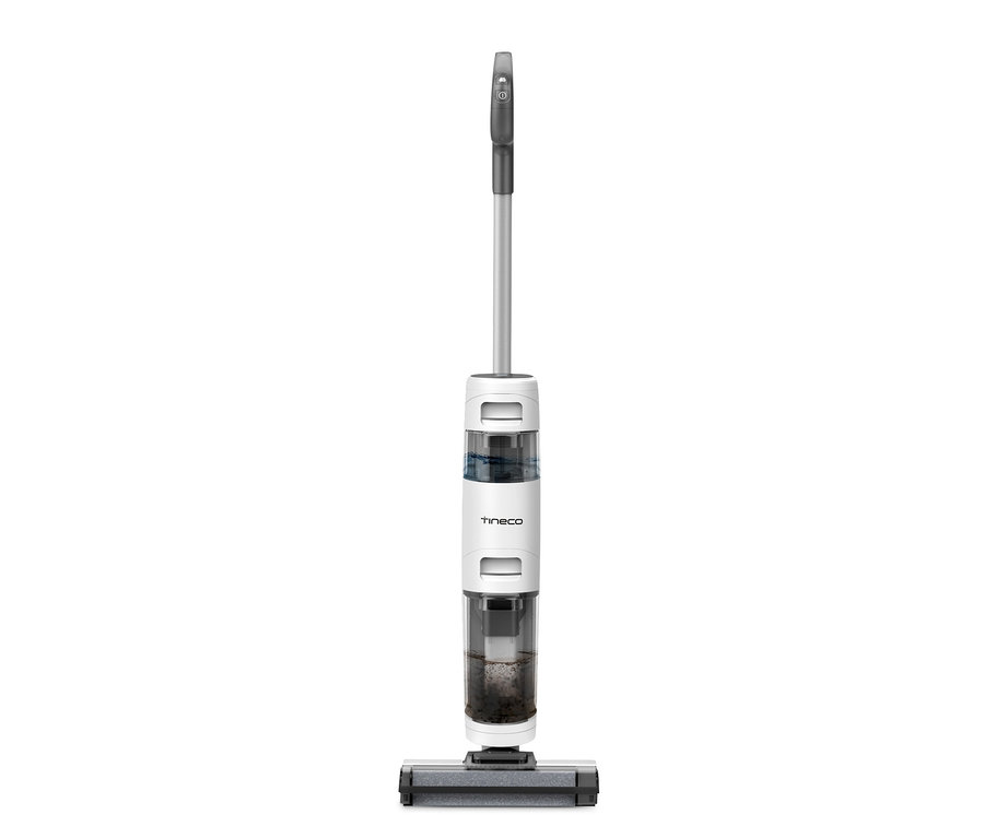 Frontale Aufnahme des Tineco Nass- und Trockensaugers »iFloor Breeze Essentials« vor einem weißen Hintergrund.