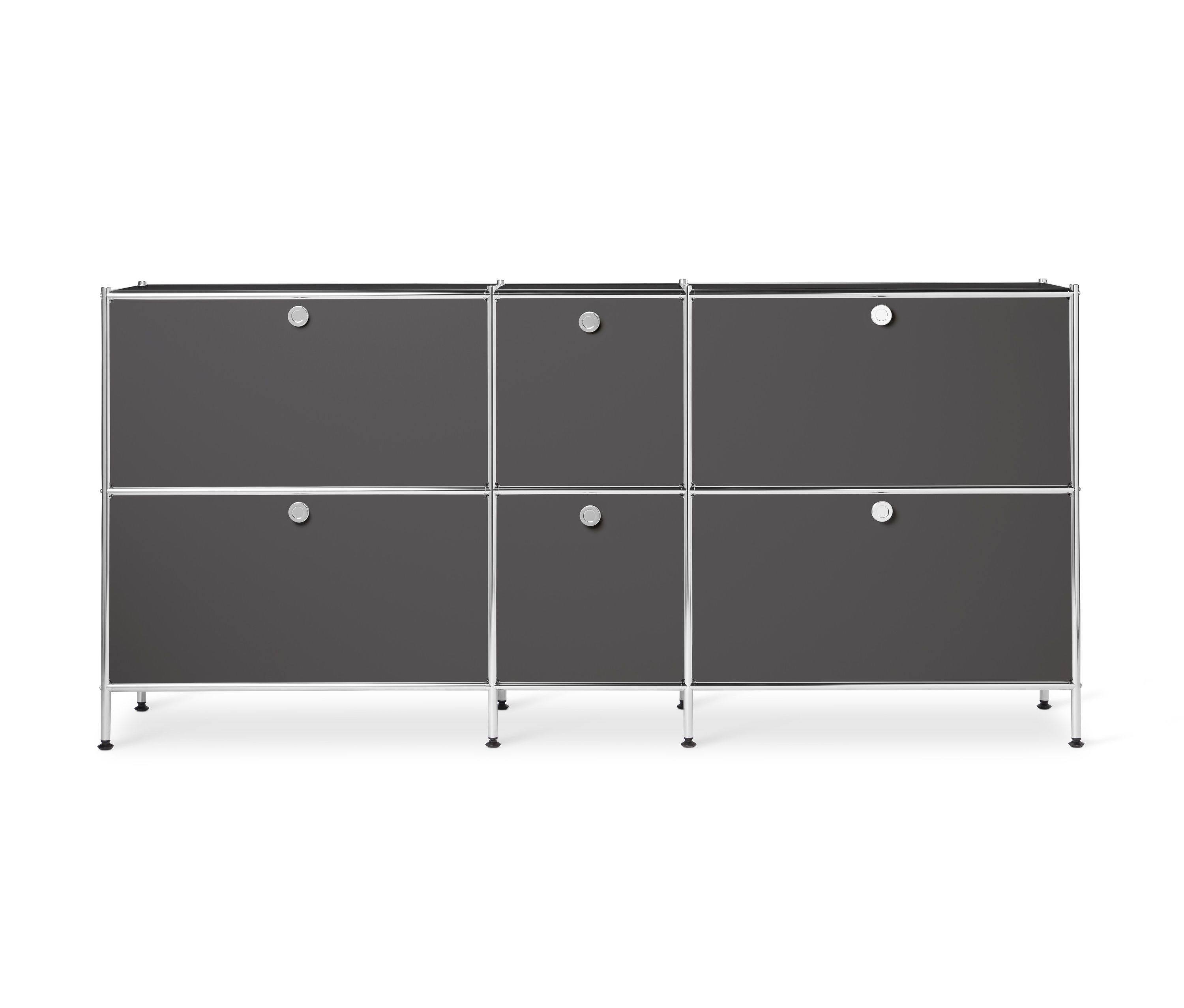 Tchibo - Sideboard Metall »Cn3« groß mit 6 Klappenfächern - 190x40x89,5cm - chrom - Stahl / Aluminium / Kunststoff