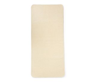 Beige Schurwoll-Yogamatte.