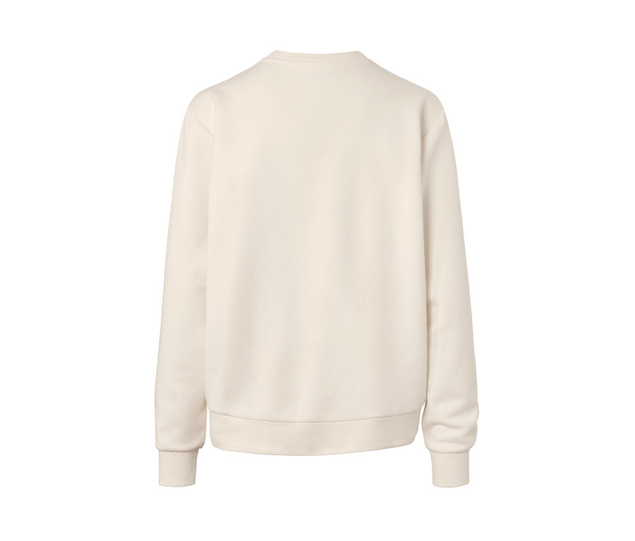 Ein beiges Sweatshirt.