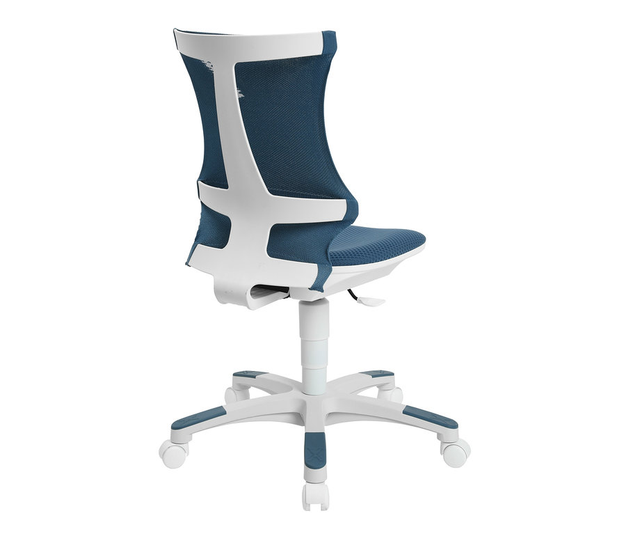 Detailansicht des Topstar Kinderstuhls »SITNESS X CHAIR 10« in Petrol mit weißem Rahmen.