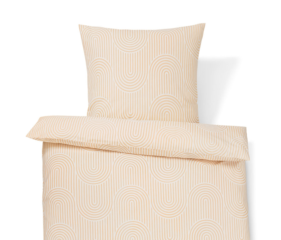 Bettwäsche-Set aus Baumwolle mit geometrischem Muster, inklusive Normalgröße und Doppelgröße.