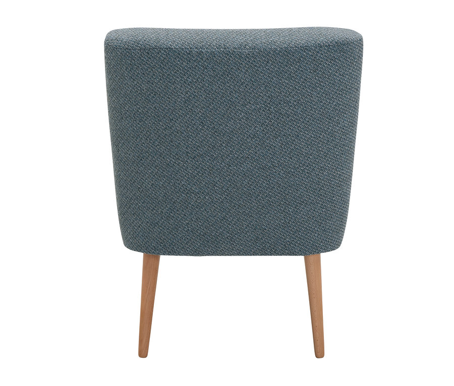 Rückansicht Cocktailsessel »Fiona«, blau mit Holzbeinen.