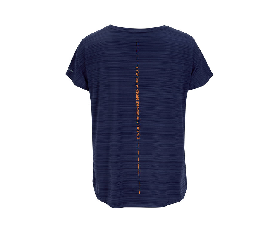 Dunkelviolett meliertes Sportshirt.