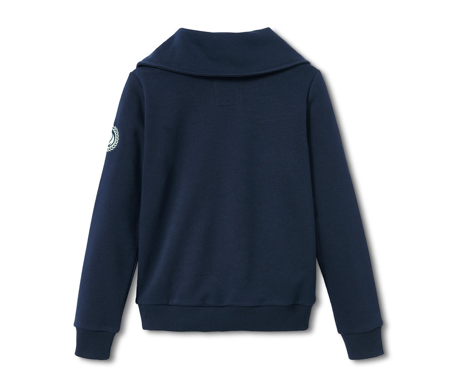Marineblaues Sweatshirt mit langen Ärmeln.