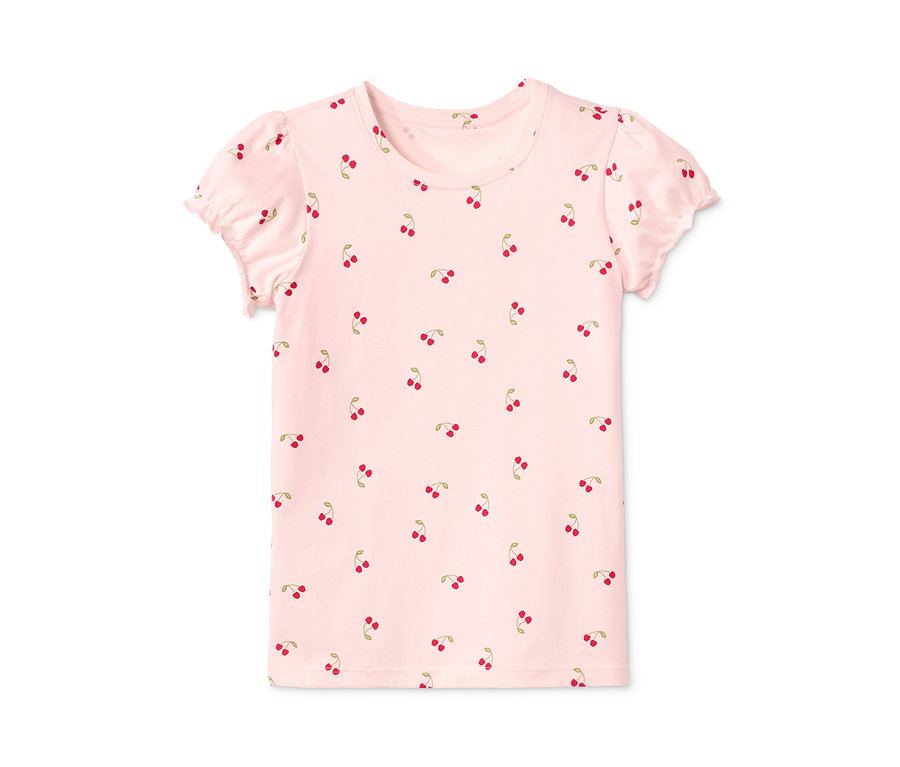 Rosa Shorty-Pyjama mit Kirschmuster.