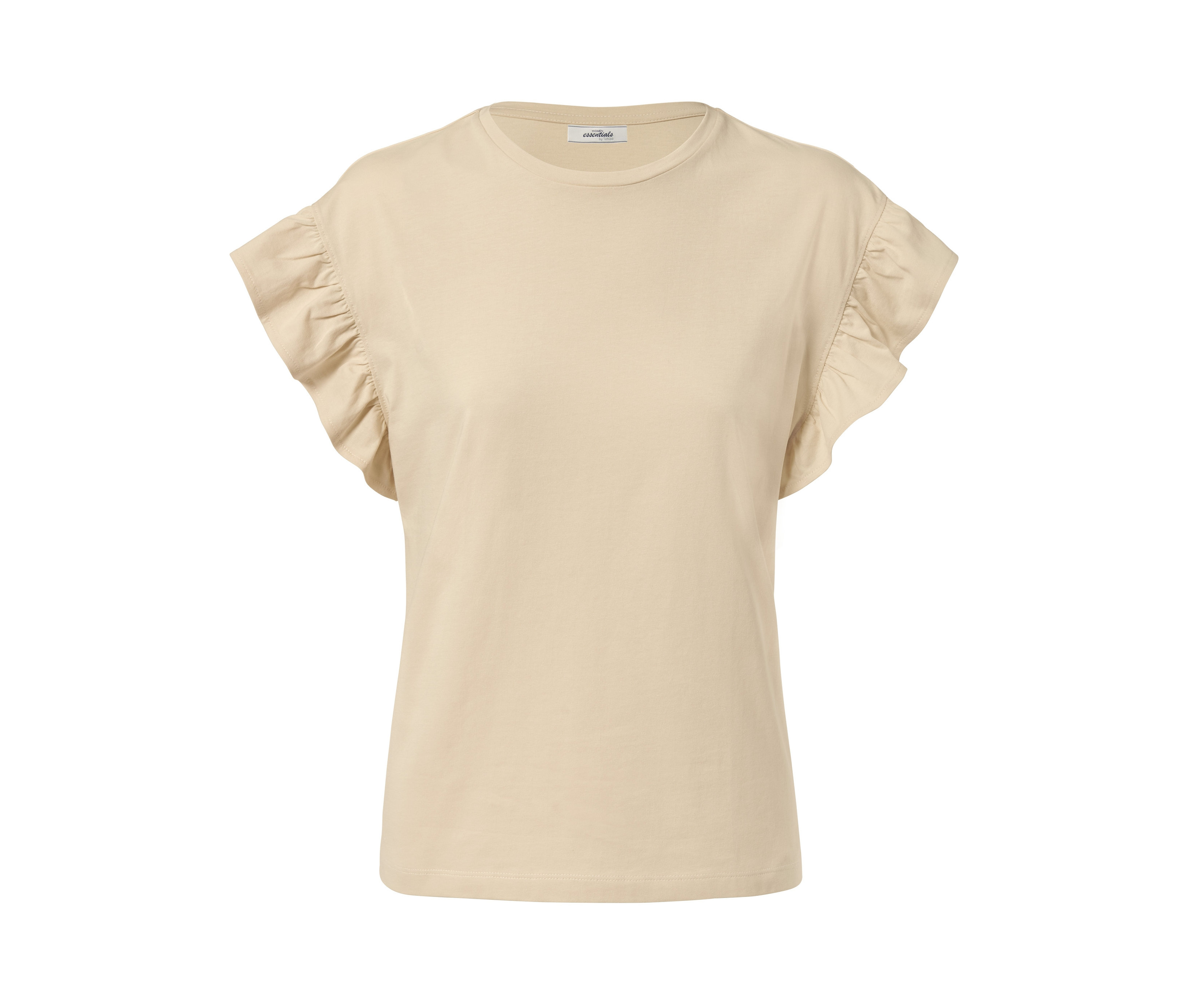 Shirt Damen günstig Kaufen-Tchibo - Shirt mit Volant - Damen - Gr. L - braun. Tchibo - Shirt mit Volant - Damen - Gr. L - braun <![CDATA[Shirt mit Volant, sandfarben Farbe: Sandfarben Material: 100% Baumwolle (aus ökologischem Anbau) Maße: Gesamtlänge ca. 61,5 cm (Gr. M 40/42) Pass