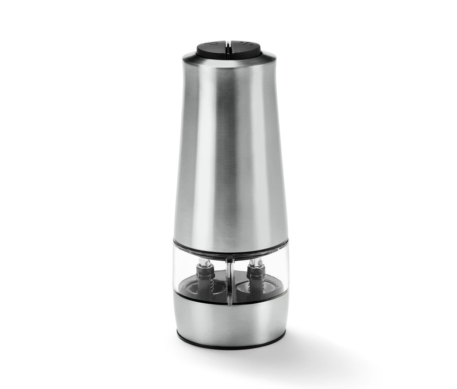 Elektrische Salz-und-Pfeffer-Mühle aus Edelstahl.