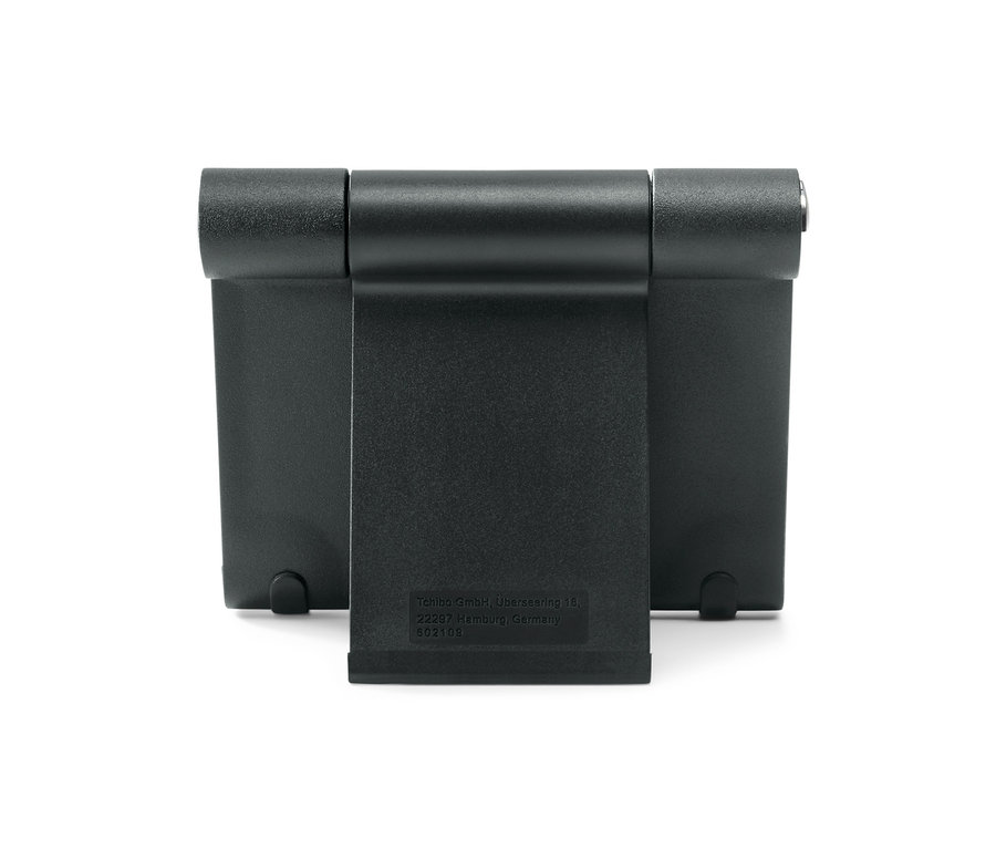 Schwarzer Smartphone- und Tablet-Ständer.