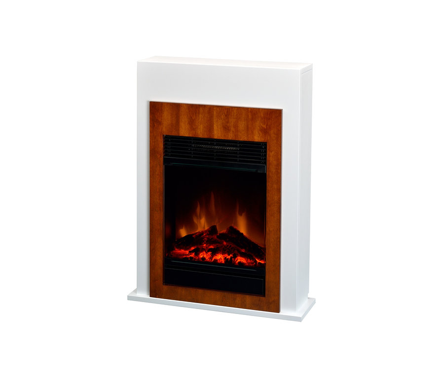 Brauner DIMPLEX elektrischer Kamin »Bellini« mit weißem Rahmen.