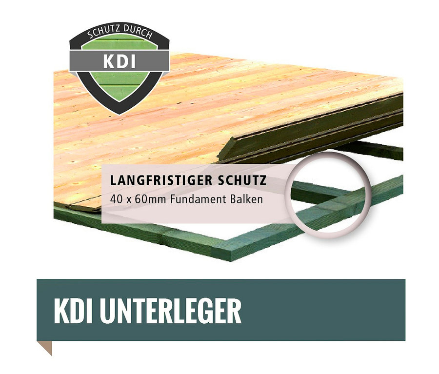 Detailansicht des Karibu Gartenhaus, 28 mm, (Barne 7) Holzrahmens.