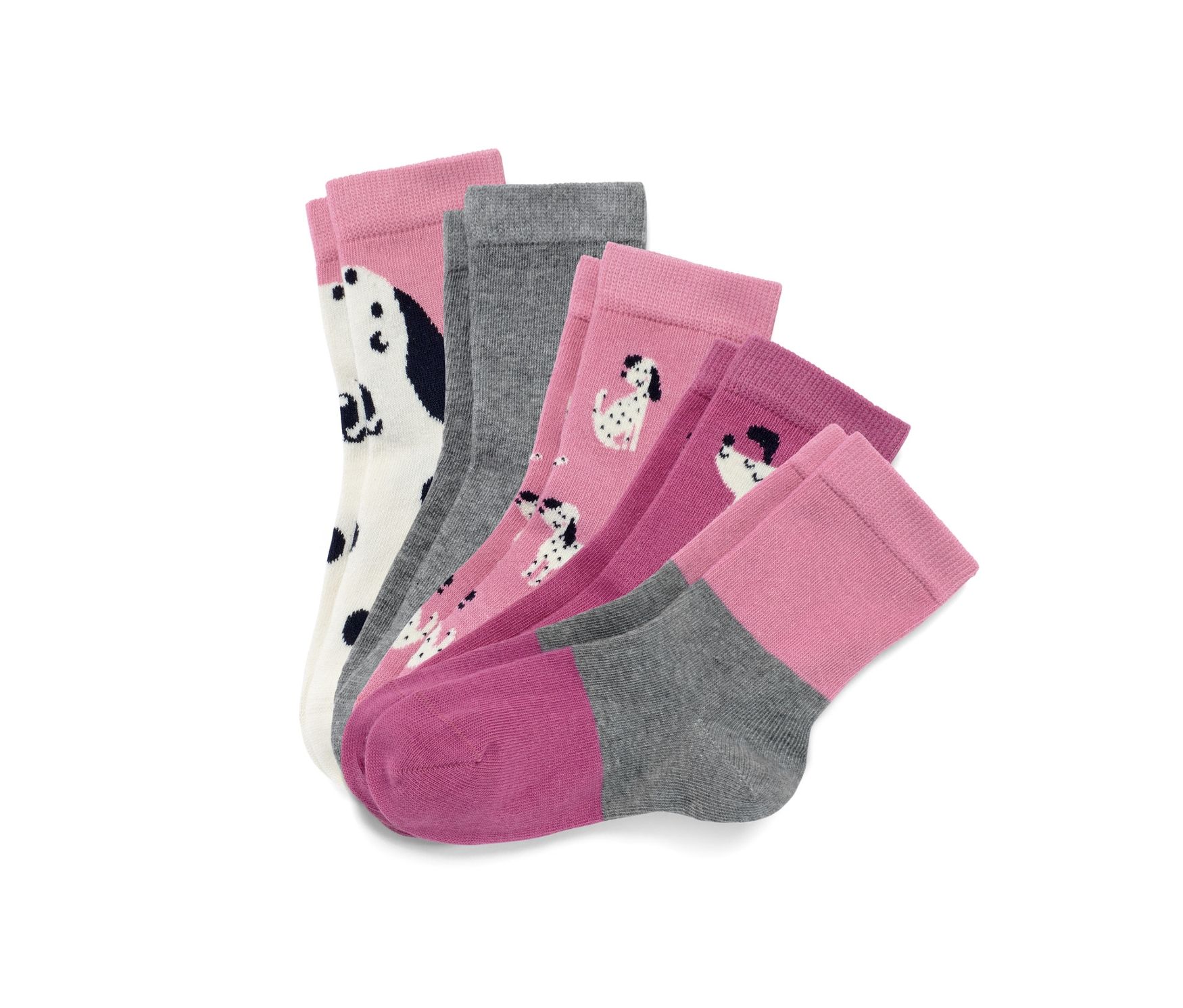 Tchibo - 5 Paar Kinder-Socken - Gr. 31-34 - dunkelrosa/jacquard