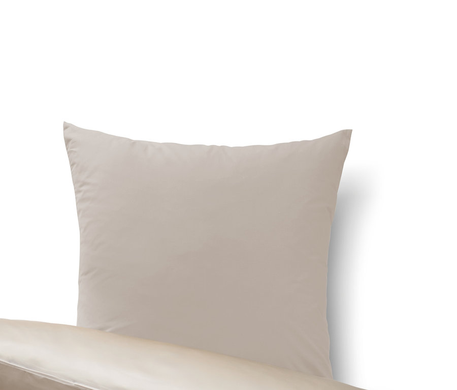 Beige Seiden-Baumwoll-Bettwäsche in Normalgröße mit einem Kissen.