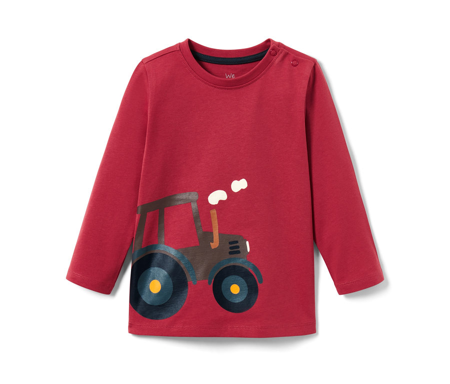Rotes Kleinkind-Langarmshirt mit Traktor-Aufdruck, 2 Stück