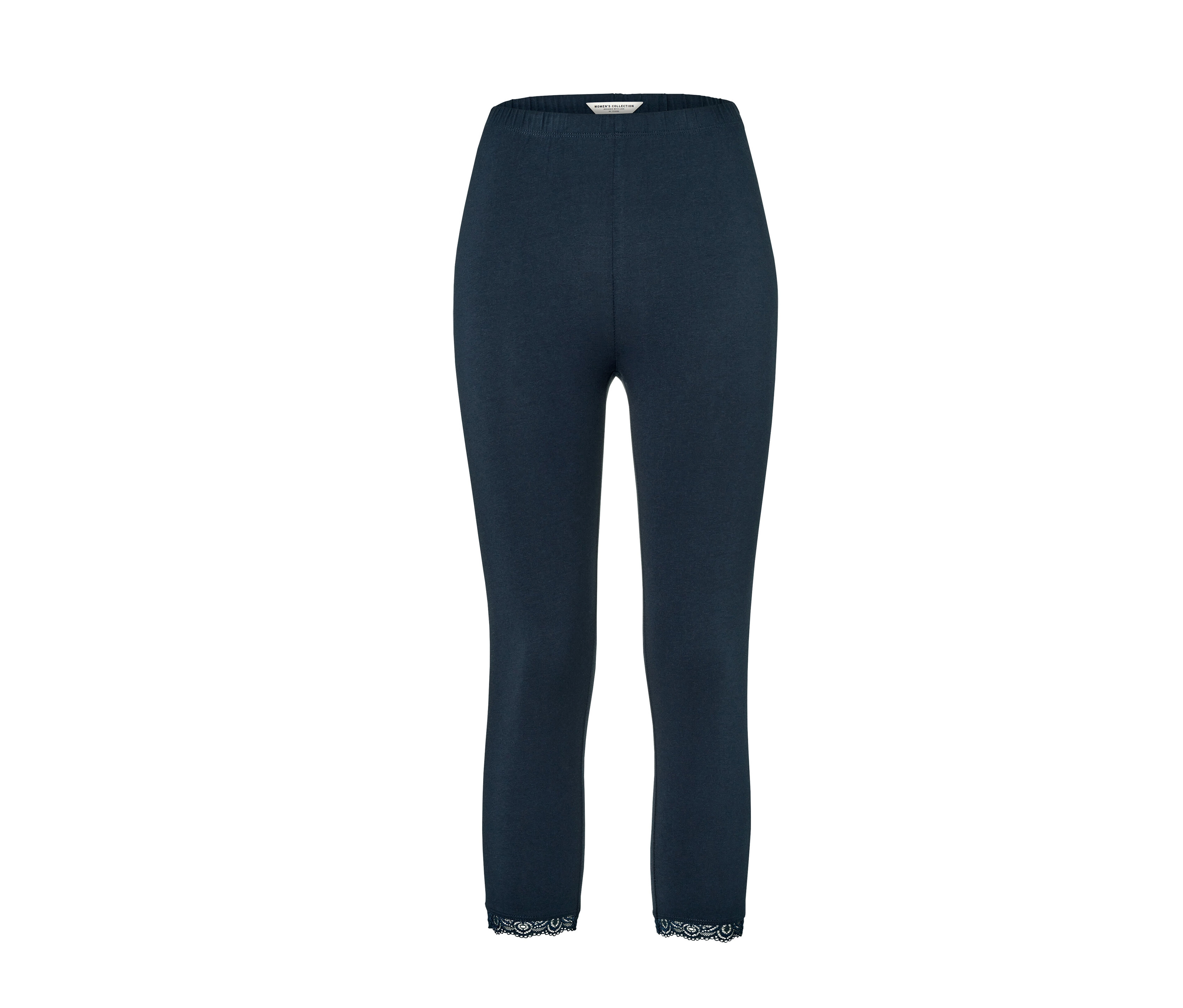 Tchibo - 3/4-Leggings mit Spitzenborte - Damen - Gr. L - dunkelblau