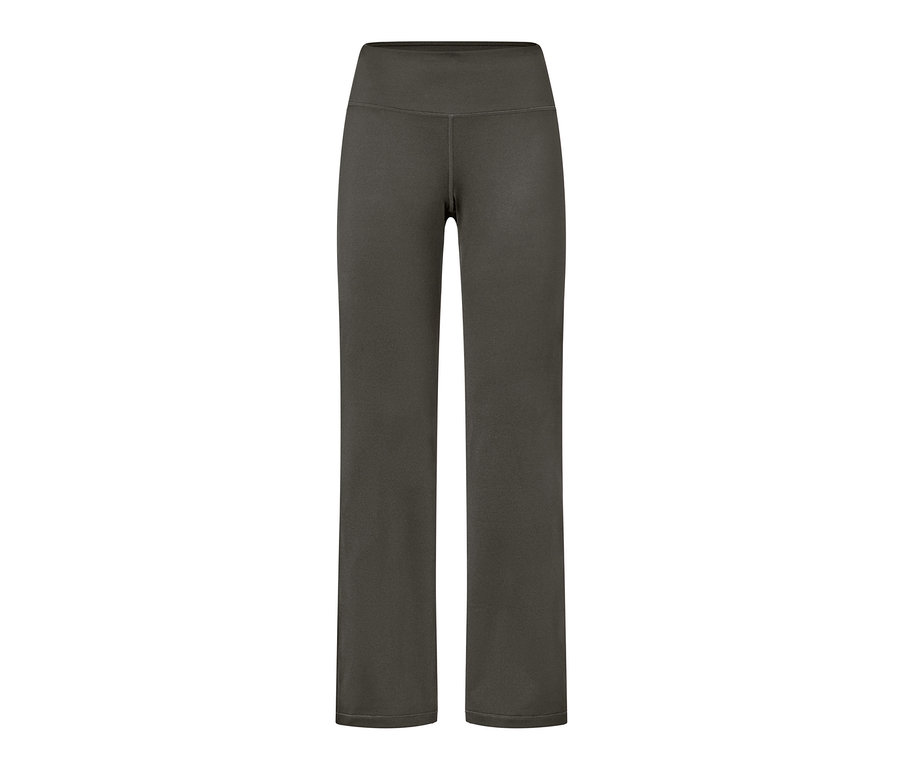 Olivfarbene Bodyforming-Sporthose auf weißem Hintergrund.