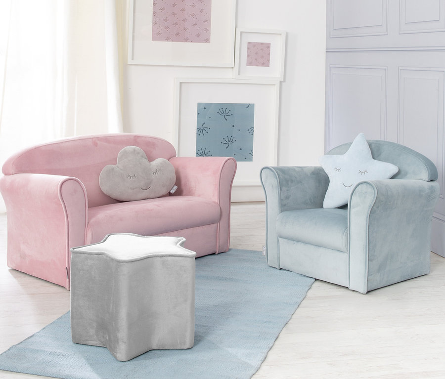 Rosa und blaues roba Kindersofa »Lil Sofa« mit Wolkenkissen und Stern.