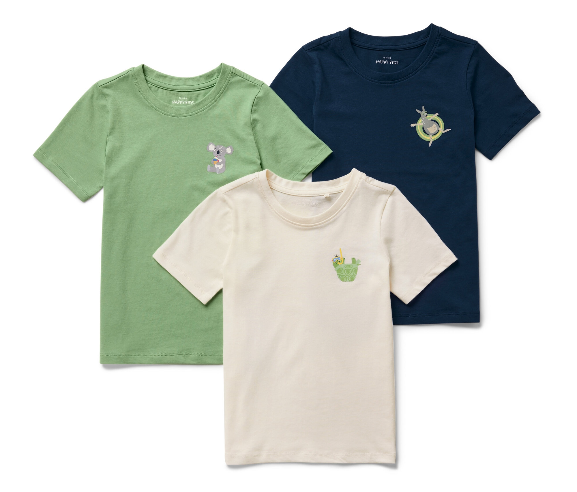 Tchibo - 3 Kinder-T-Shirts - Gr. 86/92 - dunkelblau