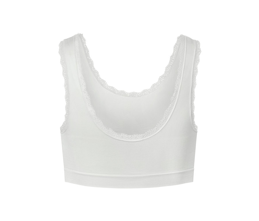 Weißes Seamless-Bustier mit Spitze.