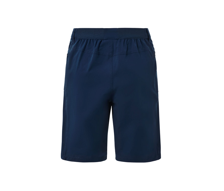 Dunkelblaue Softshell-Funktionsshorts.