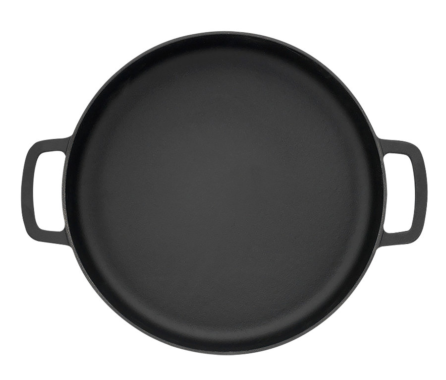 Schwarze COMBEKK Gusseisen-Servierpfanne »Sous-Chef« mit Griffen.