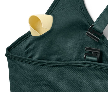 Detailansicht von Seamless-Sport-Bustier, dunkelgrün.