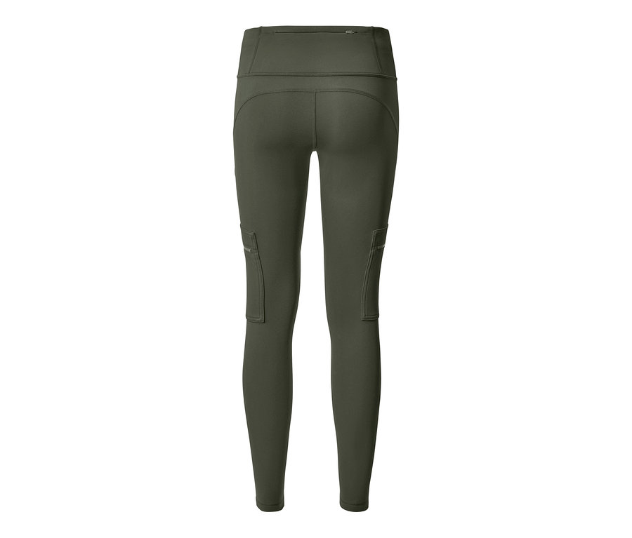 Khakifarbene Outdoor-Thermotight, Rückansicht.
