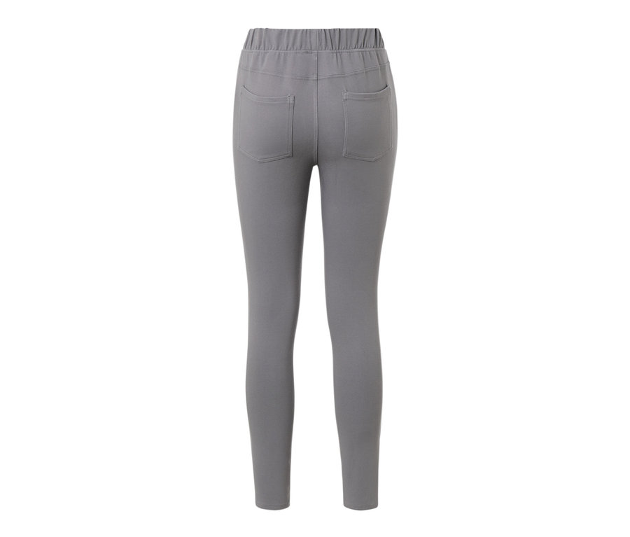 Graue Leggings in Jeansoptik von hinten.